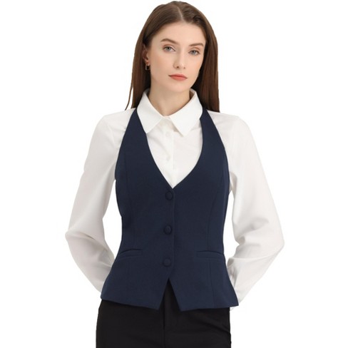 Women\'s Dressy Waistcoat Racerback Button Vest Jacket Vintage