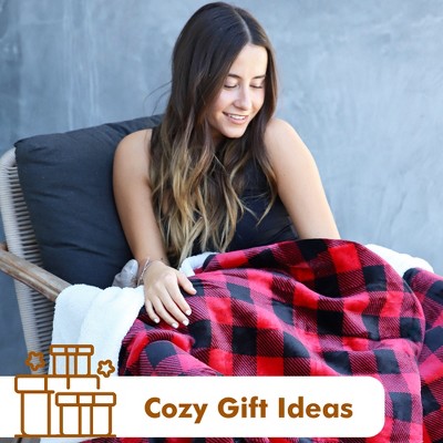 Red Buffalo Plaid Sherpa Reversible Fleece Throw Blanket 50" x 60"