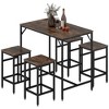HOMCOM 5-Piece Industrial Dining Table Set, Bar Table & 4 Stools Set, Space Saving for Pub & Kitchen, Black/Brown - 4 of 4