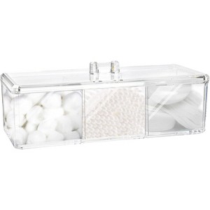 Maison 3 Acrylic Compartment Qtip, Cotton Balls, And Pad Holder - 1 of 4