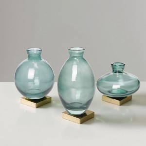 VECELO 3-Piece Glass Vase Set, Nordic Style Vases, Glass Decorative Flower Vases, Tabletop Centerpiece, Clear/Green - 1 of 4