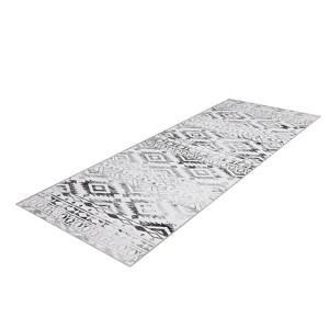 Hallway Runner Rug Washable Soft Non Slip Geometric Area Rug, Low Pile Stain Resistant Distressed Floor Carpet, Faux Wool Carpet for Entryway - 1 of 4