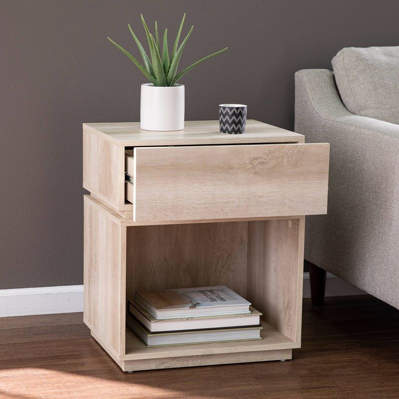 Gelday Side Table with Charging Station Whitewashed Oak - Aiden Lane, 5 of 12