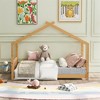 COWLOWN Twin House Platform Bed with Roof Design, Wooden Playful Bed Frame with Headboard & Footboard for Kids - 3 of 4