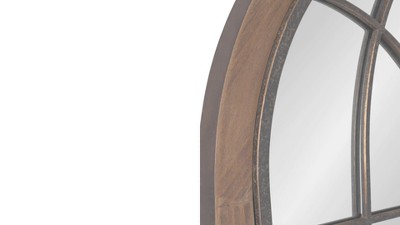 Nola 22" x 28" Rustic Brown Wood Arch Wall Mirror