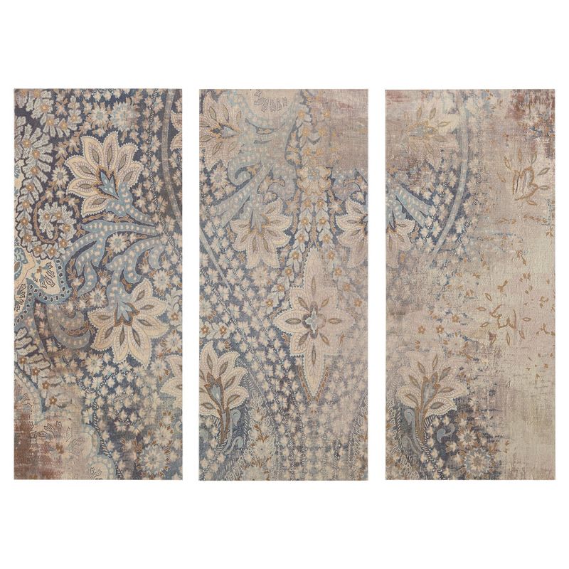 (Set of 3) 15&#34; x 35&#34; Weathered Damask Walls Printed Linen Blue, 1 of 10