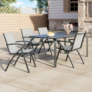 Aluminum Patio Chairs Set of 2/4, Outdoor Sling Back Dining Chairs with Adjustable Backrest for Poolside and Deck - 1 of 4