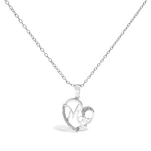Haus of Brilliance Silver Cursive Mom Heart Diamond Accent Pendant Necklace - 1 of 4