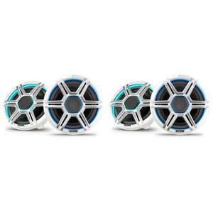 Garmin Fusion 2 Pairs Apollo AP-FL88SPW 8.8" LED Marine Speakers Sport Grills, White, Pair - 1 of 4