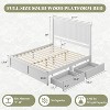 AMERLIFE Full Size Solid Wood Storage Mid-Century Bed Frame with 50" Headboard, 2 Drawers, No Box Spring Needed, Noise-Free, White - 2 of 4