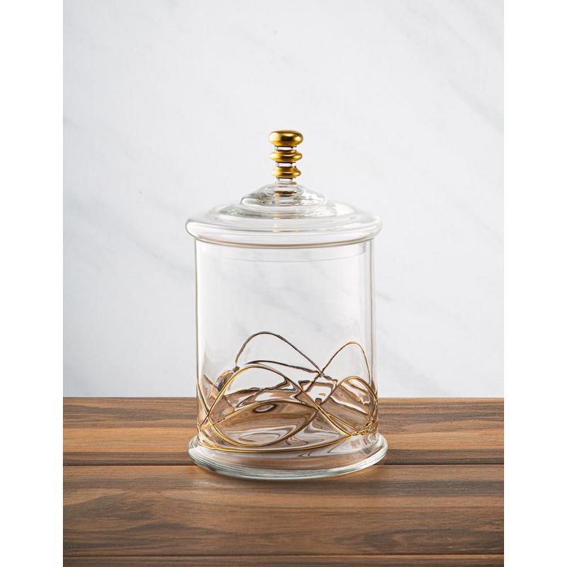 Classic Touch Medium Vivid  70 OZ Glass Canister Jar With Lid - 14K Gold Swirl Design, 2 of 4
