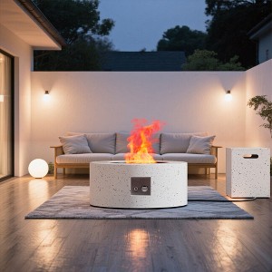 BDELITE Propane Fire Pit with Propane Tank, Glass Stone and Rain Cover Suitable for Outdoor Living-30*30*12.8 Inch - 1 of 4