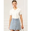 INSPIRE CHIC Women's Sweet Ruffle Trim Peter Pan Collar Button-Down Shirt - 2 of 4