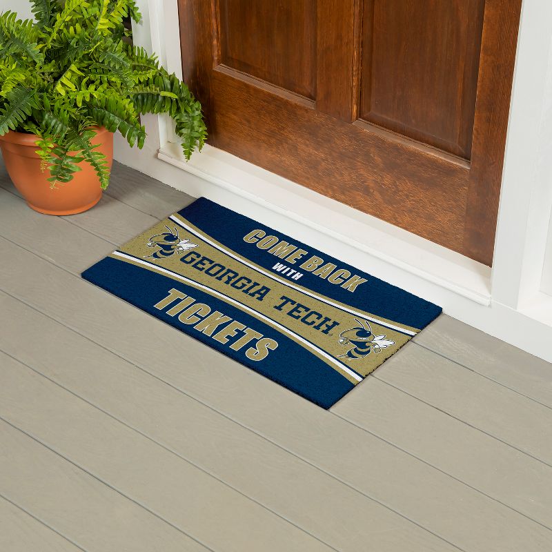 Evergreen Come Back with Tickets Georgia Tech 28" x 16" Woven PVC Indoor Outdoor Doormat, 4 of 7