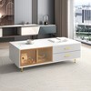 NicBex Modern Coffee Table with 4 Drawers & 2 Glass Cabinets,Gold Metal Legs and Multi-Color Lighting,Center Table for Living Room - 2 of 4