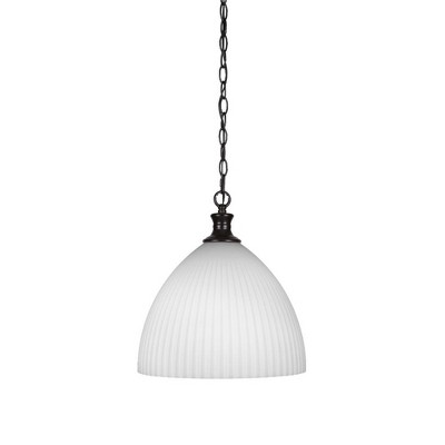 Toltec Lighting Carina 1 - Light Pendant in  Matte Black with 14" Clear Ribbed Shade