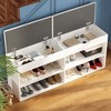 Famapy Wooden Shoe Cabinet with Cushions Open Shelves White - 3 of 4