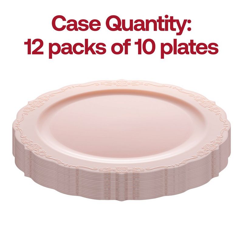 Smarty Had A Party 10" Pink Vintage Round Disposable Plastic Dinner Plates (120 Plates), 3 of 7