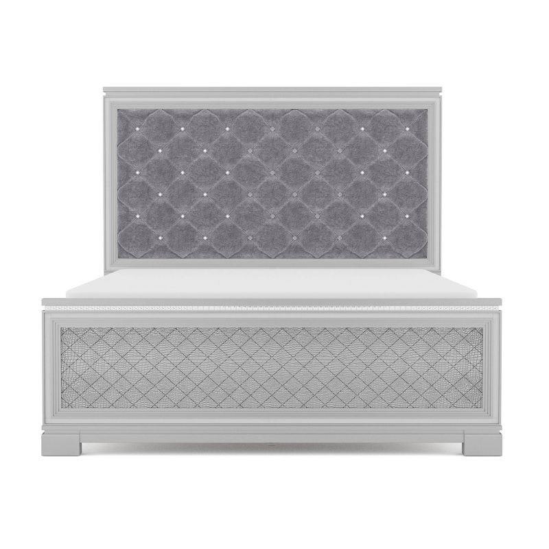 Tenaya Glam Bed with Button Tufted Headboard Silver - HOMES: Inside + Out, 6 of 9