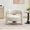 Accent Chair, Modern Velvet Upholstered Mid Century Barrel Armchair - Comfy for Living Room Bedroom Apartment Office, Beige - 3 of 4
