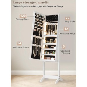 Wall Mounted Jewelry Armoire with Full Length Mirror, White, Lockable Storage Cabinet, Interior Organizer - 1 of 4