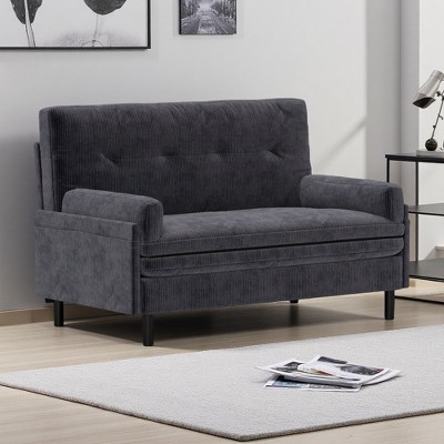 2-Seater Velvet Sleeper Sofa with Recliner & Foam Cushions