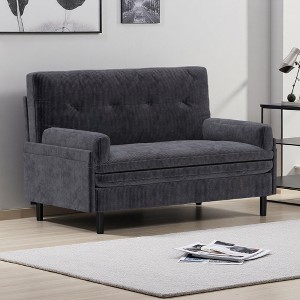 2-Seater Velvet Sleeper Sofa with Recliner & Foam Cushions - 1 of 4