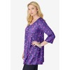 Woman Within Plus Size Perfect Printed Three-Quarter-Sleeve V-Neck Tunic - 4 of 4