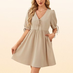solid cold shoulder contrast lace pocket ruffle hem dress Women's Casual Summer Sexy Off Shoulder Lace Sleeve Solid Ruffled Dress  Mini Dress White at Amazon Women's Clothing store