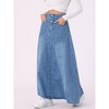 Allegra K Women's Casual High Waisted A-Line Flared Maxi Denim Skirt - 4 of 4