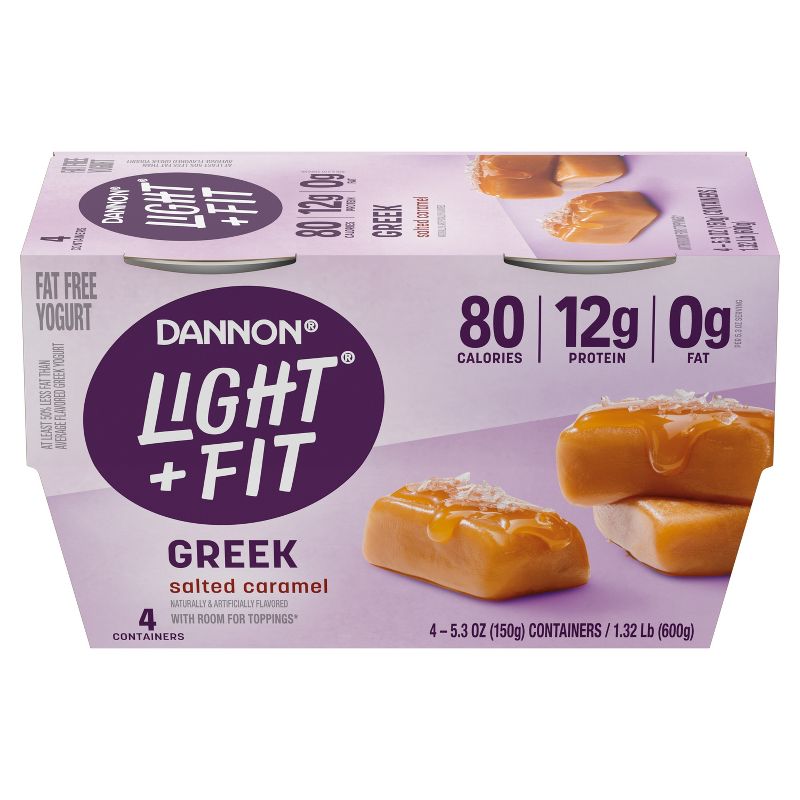 Light + Fit Nonfat Gluten-Free Salted Caramel Greek Yogurt - 4ct/5.3oz Cups, 3 of 9
