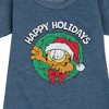 - Garfield - Happy Holidays Wreath Graphic Short Sleeve Fleece Dress - 2 of 4