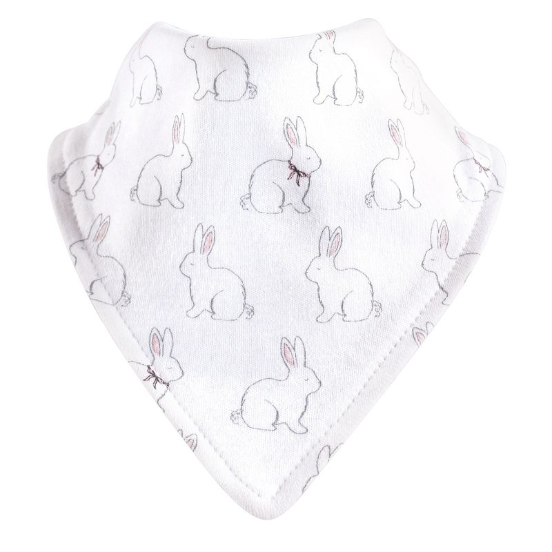 Hudson Baby Infant Girl Cotton Bib and Headband Set 5pk, White Bunny, 5 of 8