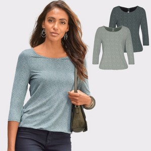 Women's 2 Pack 3/4 Sleeve Tops - LASCANA - 1 of 4
