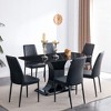 Dining Table Set With 6 Dining Chairs Breakfast Table Set Faux Marble Dining Table Set Luxury Rectangular 6-8 Person Table For For Kitchen Restaurant - 2 of 4