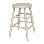24" Scooped Seat Counter Height Barstool Unfinished - International Concepts