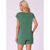 INSPIRE CHIC Women's 2 Piece Lounge Set Knit Short Sleeve Tee and Shorts Pajama Set with Pockets - 4 of 4