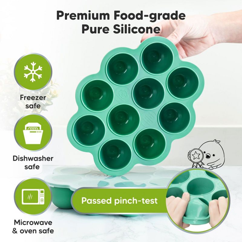 Prep Silicone Baby Food Freezer Tray with Clip-on Lid, 2oz x 10 Silicone Freezer Molds, BPA-Free Baby Food Storage, 4 of 11