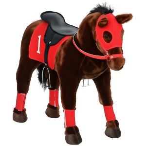 Qaba Ride on Horse for Kids 3-8 Years Old, Toddlers Riding Horse with Neighing Sound, Ride on Animal Pony Toy with Saddle & Stirrups - 1 of 4