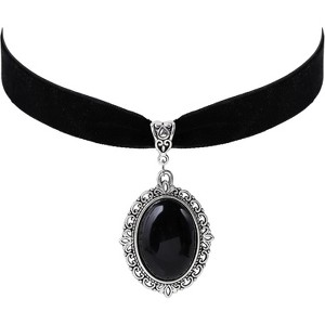 Black Velvet Victorian Choker, Black Choker, Goth Gothic Necklace, Vintage Necklace, Costume Jewelry, Halloween Christmas Jewelry Gift for Women - 1 of 4