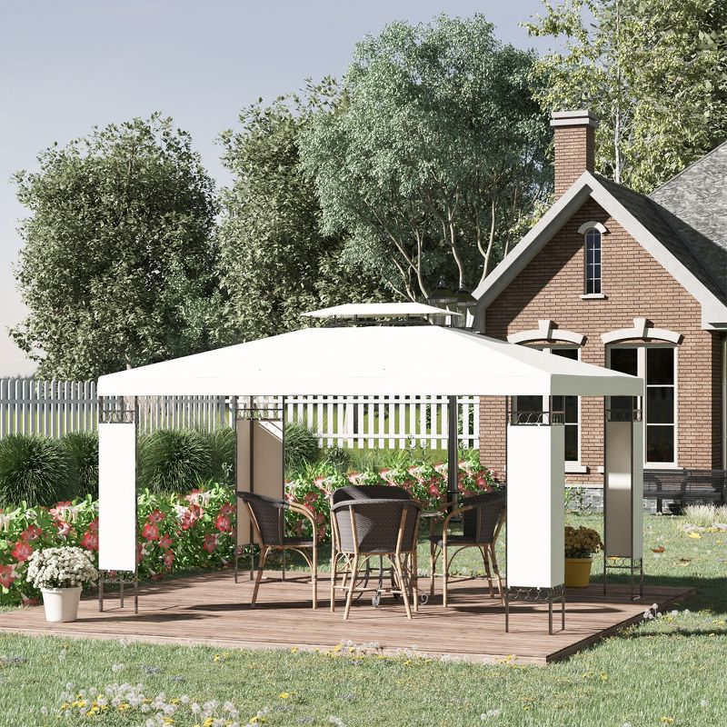 Outsunny 13' x 10' Patio Gazebo Outdoor Canopy Shelter with Double Vented Roof, Steel Frame for Lawn Backyard and Deck, 2 of 7