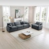 Mid-Century Modern 2-Piece Sofa Set, One 3-Seater and One Single Seat with Arm and Throw Pillows for Living Room - 3 of 4