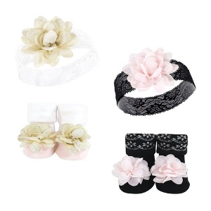 Hudson Baby Infant Girl Headband and Socks Set, Lace, 0-9 Months - 1 of 4