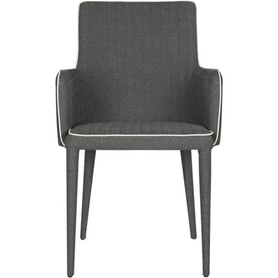 Transitional Faux Leather Arm Chair in Beige and Gray