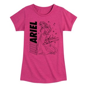 Girls' - Disney Princess - Ariel Wearing Dress Fitted Short Sleeve Graphic T-Shirt - 1 of 4