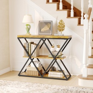 Shelf Console Sofa Table for Living Room, Storage Accent Table with Adjustable Feet - 1 of 4