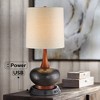 360 Lighting Andi Modern Mid Century Table Lamp 24 1/2" High Hammered Brown Red with Dimmable USB Workstation Base Off White Shade for Bedroom Desk - 2 of 4