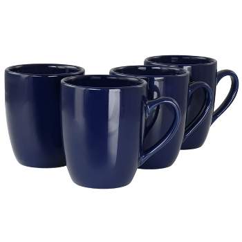 Gibson Simply Essential 4 Piece Stoneware 14.4oz Coffee Mug Set in Navy Blue