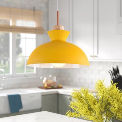 Rennnsan Veorix 11"W 1-Light Dome Wood Modern Dimmable Pendant