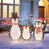 Costway 3 PCS Lighted Penguin Family with 194 LED Lights Zip Ties & Ground Stakes - 4 of 4